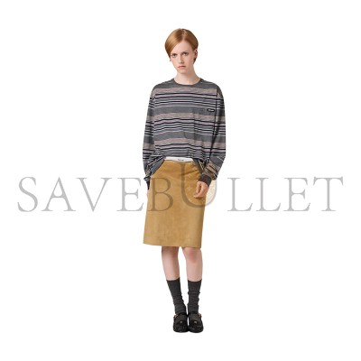MIU MIU STRIPED JERSEY T-SHIRT MJLA18 MIU MIU STRIPED JERSEY T-SHIRT MJLA18