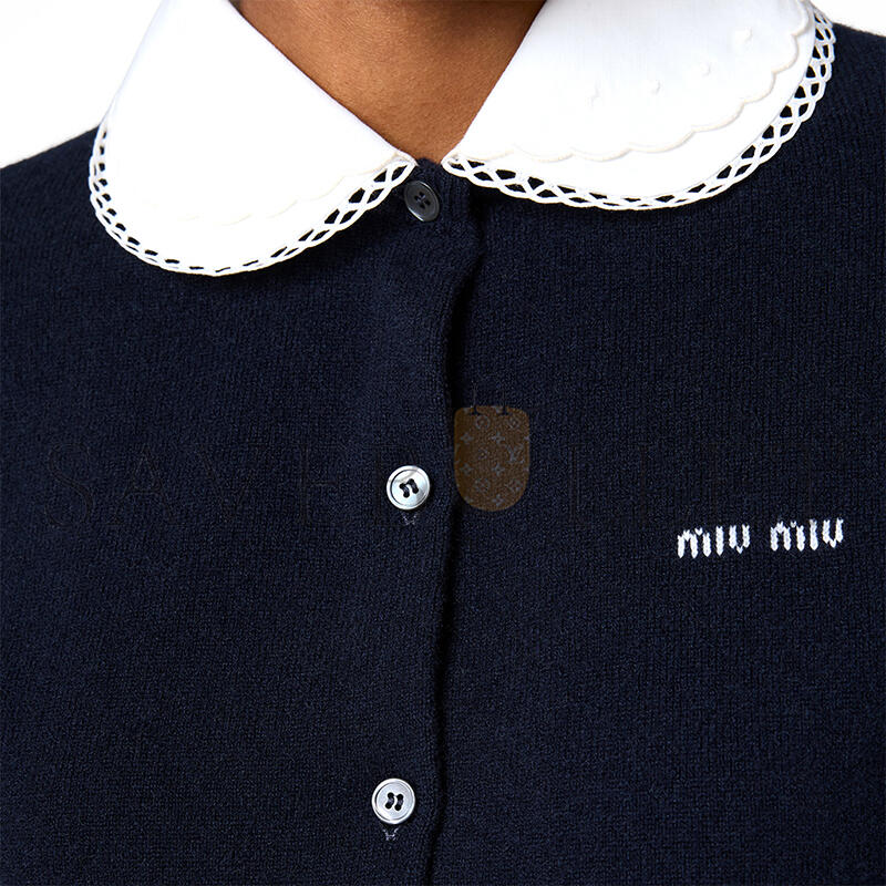 MIU MIU CASHMERE CARDIGAN WITH EMBROIDERED POPLIN COLLAR MMF01S MIU MIU CASHMERE CARDIGAN WITH EMBROIDERED POPLIN COLLAR MMF01S