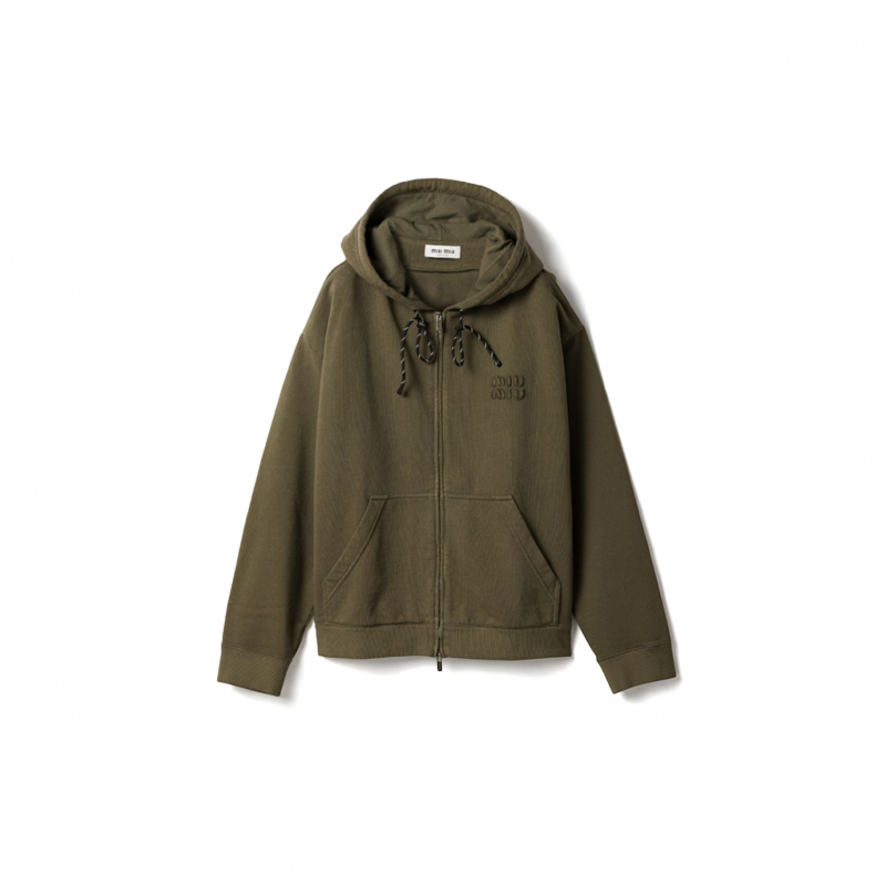 MIU MIU GARMENT-DYED HOODIE JACKET MJLA45 MIU MIU GARMENT-DYED HOODIE JACKET MJLA45
