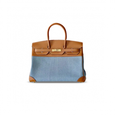 HERMES BIRKIN 30 DENIM AND BARENIA LEATHER GOLD HARDWARE (30*22*16cm)