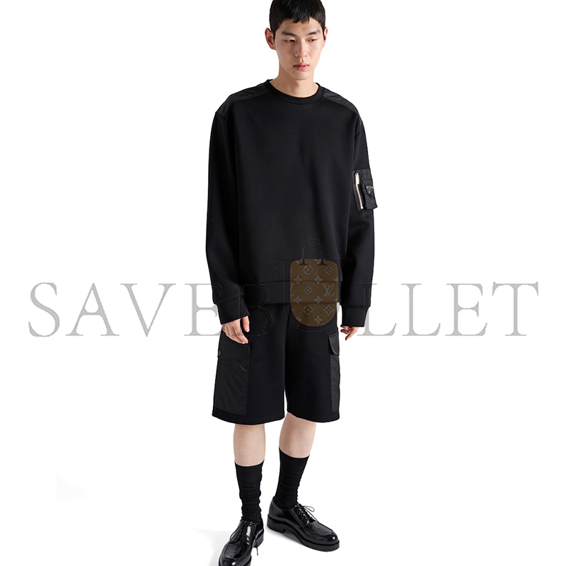 PRADA COTTON FLEECE AND RE-NYLON SWEATSHIRT UJL03C PRADA COTTON FLEECE AND RE-NYLON SWEATSHIRT UJL03C