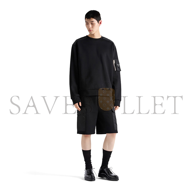 PRADA COTTON FLEECE AND RE-NYLON SWEATSHIRT UJL03C PRADA COTTON FLEECE AND RE-NYLON SWEATSHIRT UJL03C