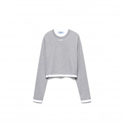 PRADA LONG-SLEEVED COTTON JERSEY T-SHIRT 34668