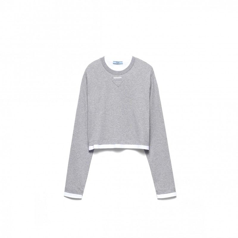 PRADA LONG-SLEEVED COTTON JERSEY T-SHIRT 34668