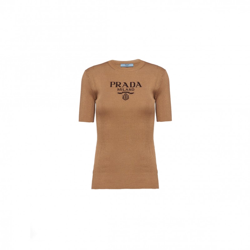 PRADA SILK CREW-NECK SWEATER WITH LOGO P24T1F PRADA SILK CREW-NECK SWEATER WITH LOGO P24T1F