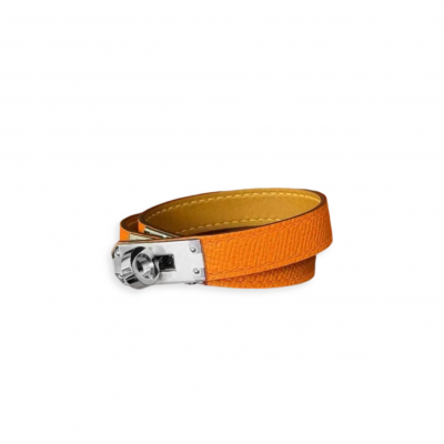 HERMES KELLY DOUBLE TOUR BRACELET EPSOM ORANGE HERMES KELLY DOUBLE TOUR BRACELET EPSOM ORANGE