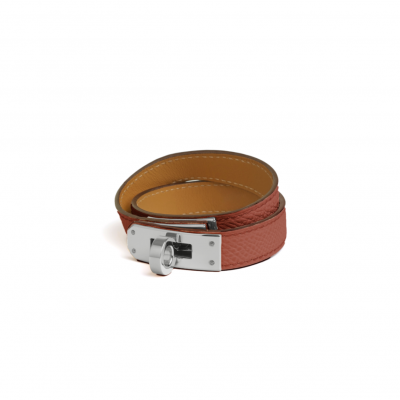 HERMES KELLY DOUBLE TOUR BRACELET EPSOM ROUGE H HERMES KELLY DOUBLE TOUR BRACELET EPSOM ROUGE H