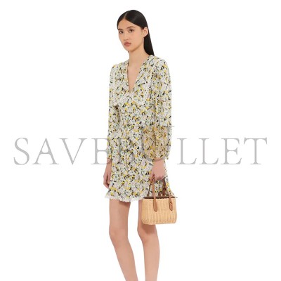 MIU MIU WICKER AND LEATHER HANDBAG 5BA222 (19*14.5*9.5cm) MIU MIU WICKER AND LEATHER HANDBAG 5BA222 (19*14.5*9.5cm)