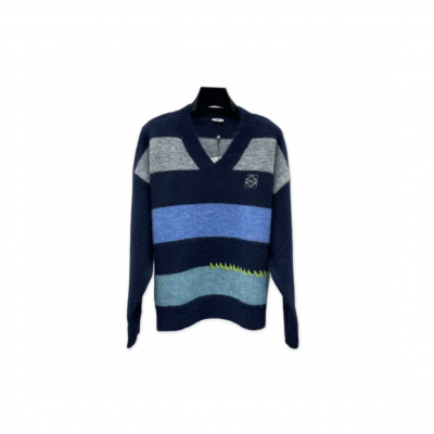 LOEWE STRIPED V-NECK KNIT SWEATER LOEWE STRIPED V-NECK KNIT SWEATER
