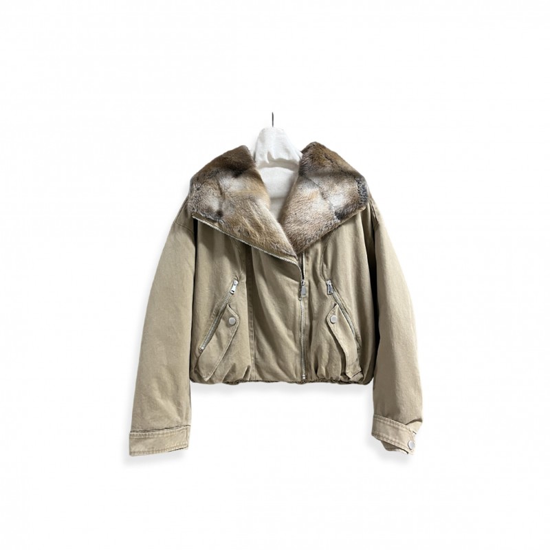 PRADA WOMEN'S CROPPED FUR PARKA WITH 