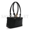 CHANEL CALFSKIN QUILTED LARGE CAMBON BOWLER BLACK WHITE (28*16*10cm)