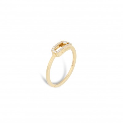 MESSIKA 18CT YELLOW GOLD MOVE UNO 0.09CTTW DIAMOND PAVE RING 4705-YG