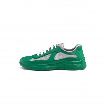 PRADA AMERICA'S CUP SOFT RUBBER & BIKE FABRIC GREEN LOW TOP SNEAKERS 4E6500