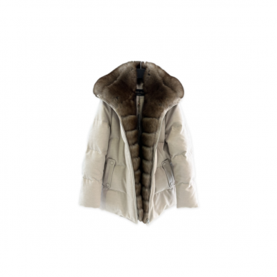 LORO PIANA DOWN JACKET WITH FUR COLLAR