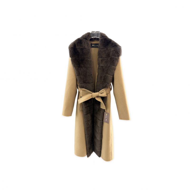 LORO PIANA MINK FUR COLLAR CASHMERE COAT