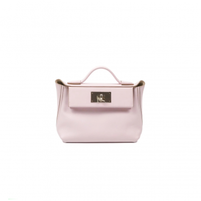HERMES MASTER 2424 21 MINI MAUVE PALE EVERCOLOR AND SWIFT PALLADIUM HARDWARE (21*16*12cm)