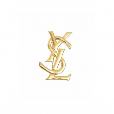YSL LOGO GOLD BROOCH YSL LOGO GOLD BROOCH