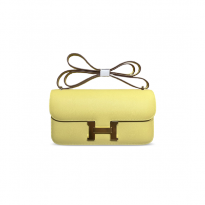 HERMES CONSTANCE ELAN EPSOM JAUNE POUSSIN GOLD HARDWARE (26*16*6cm)