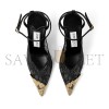 JIMMYCHOO BLACK JIMMY CHOO LACE PUMPS WITH METAL LACE DETAIL FAIZ100FYZ