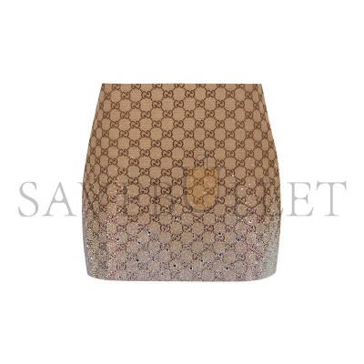 GUCCI WOMEN'S NATURAL CANVAS MINI SKIRT 808272