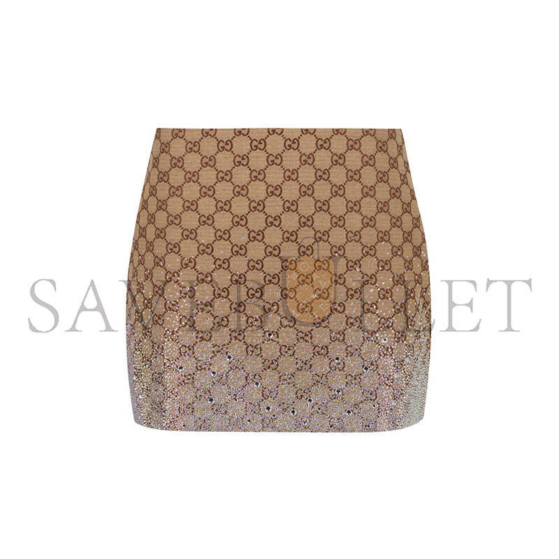 GUCCI WOMEN'S NATURAL CANVAS MINI SKIRT 808272