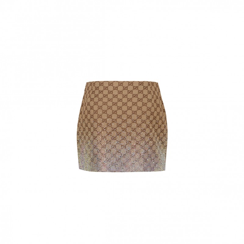 GUCCI WOMEN'S NATURAL CANVAS MINI SKIRT 808272