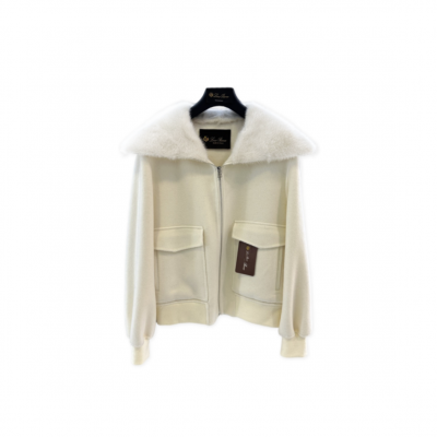 LORO PIANA LARGE LAPEL MINK CASHMERE ZIP-UP JACKET LORO PIANA LARGE LAPEL MINK CASHMERE ZIP-UP JACKET
