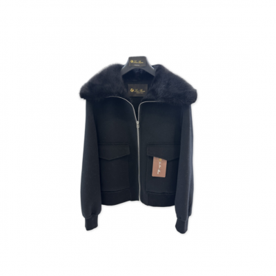 LORO PIANA LARGE LAPEL MINK CASHMERE ZIP-UP JACKET LORO PIANA LARGE LAPEL MINK CASHMERE ZIP-UP JACKET