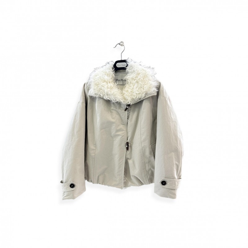 MAX MARA COTTON CANVAS FUR JACKET 