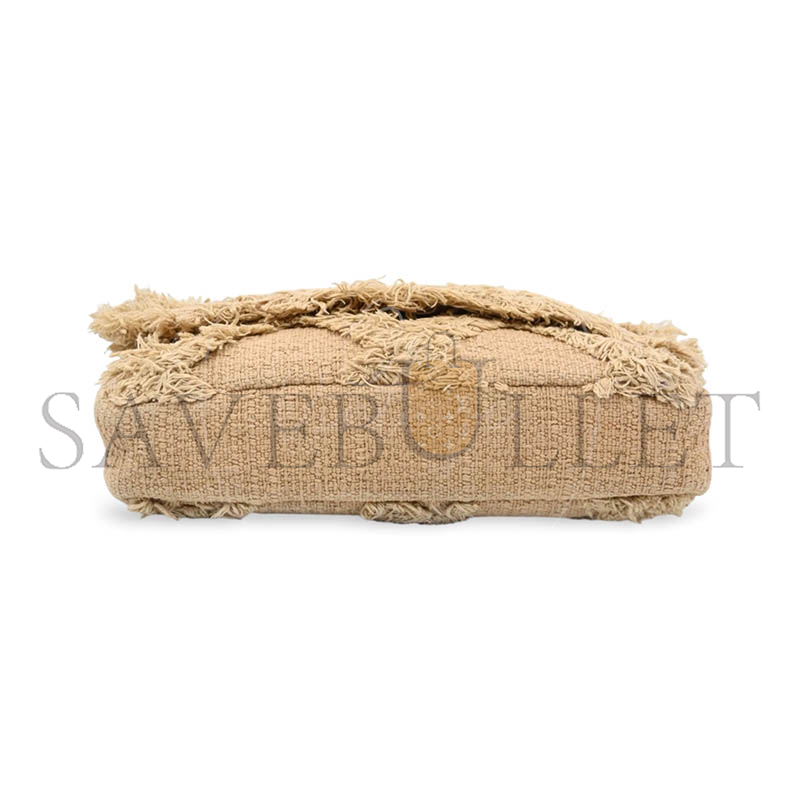CHANEL MASTER BEIGE TWEED FRINGE NATURE FLAP BAG (26*16*5cm)