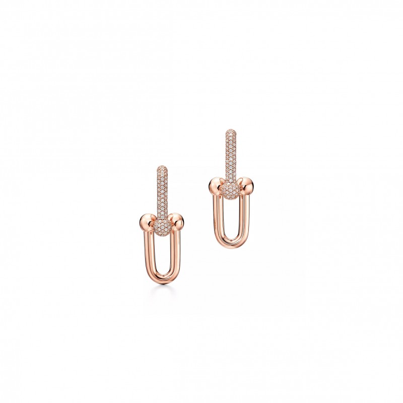 TIFFANY HARDWEARLARGE LINK EARRINGS IN ROSE GOLD WITH PAVÉ DIAMONDS 68692539 TIFFANY HARDWEARLARGE LINK EARRINGS IN ROSE GOLD WITH PAVÉ DIAMONDS 68692539