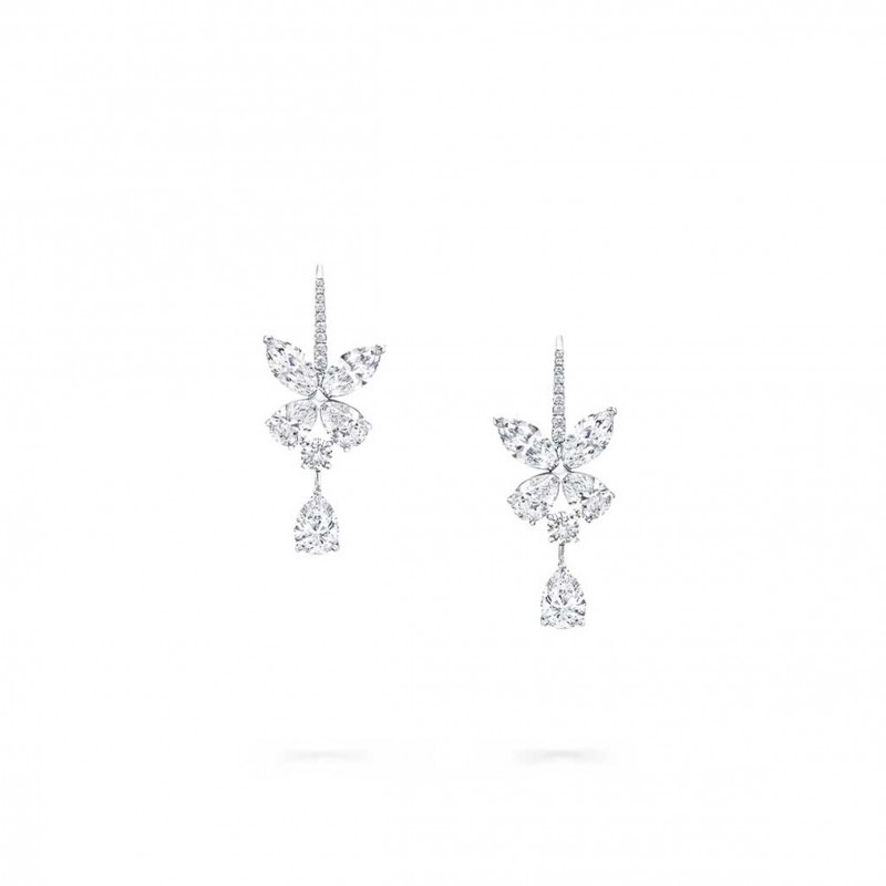 GRAFF CLASSIC BUTTERFLY PEAR SHAPE DIAMOND DROP EARRINGS RGE146