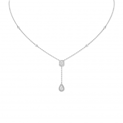 MESSIKA MY TWIN TIE NECKLACE 2X 0.10CT WHITE GOLD DIAMOND NECKLACE 06693-WG
