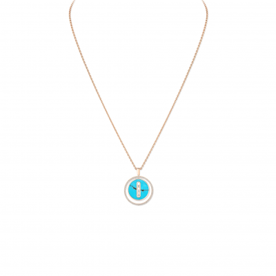 MESSIKA LUCKY MOVE TURQUOISE NECKLACE MEDIUM PINK GOLD DIAMOND NECKLACE 10836-PG