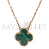 VAN CLEEF ARPELS 18K GOLD VINTAGE ALHAMBRA PENDANT MALACHITE NECKLACE VCARO9VA00