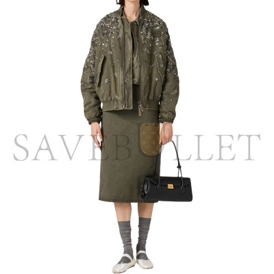 MIU MIU WOMEN'S BOMBER JACKET IN OLIVE GREEN ML1133 MIU MIU WOMEN'S BOMBER JACKET IN OLIVE GREEN ML1133