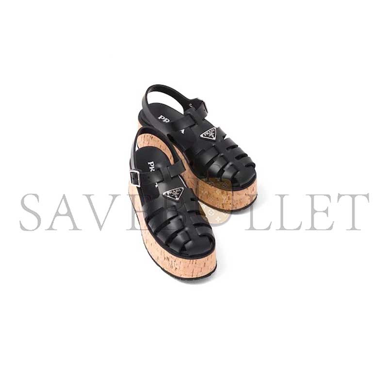 PRADA RUBBER WEDGE PLATFORM SANDALS 1X853M