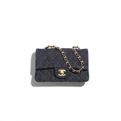 CHANEL 26P DENIM MINI CLASSIC FLAP BAG A69900 (20*14*8cm)
