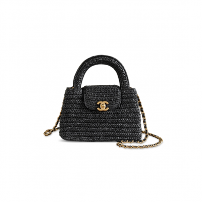 CHANEL MINI KELLY SHOPPING BAG BRAIDED RAFFIA AS4416 (19*13*7cm)