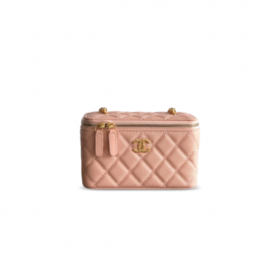 CHANEL VANITY CASE GRAINED CALFSKIN DIAMOND (17*9.5*8cm)