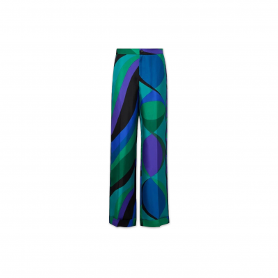 PUCCI BLUE PESCI-PATTERNED WIDE-LEG PANTS PUCCI BLUE PESCI-PATTERNED WIDE-LEG PANTS