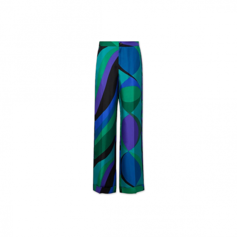 PUCCI BLUE PESCI-PATTERNED WIDE-LEG PANTS