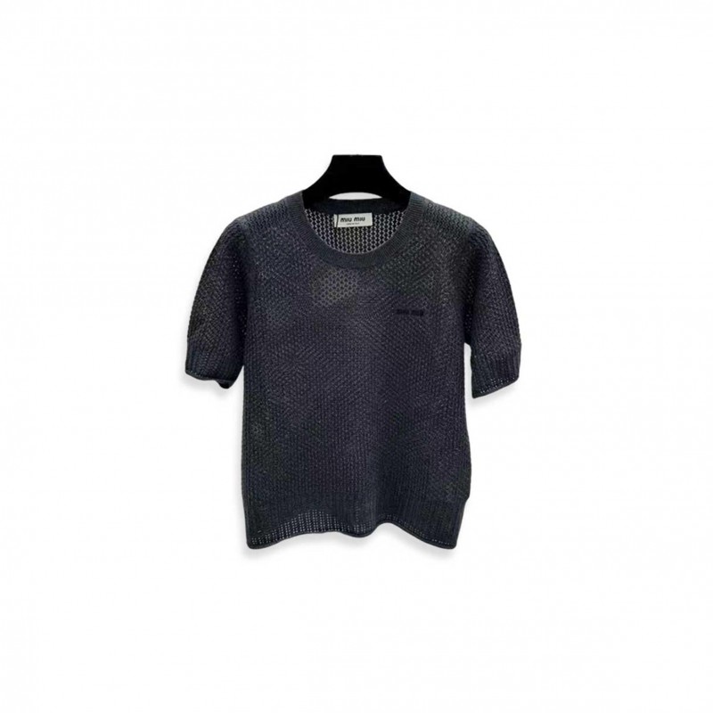 MIU MIU OPENWORK SHORT-SLEEVED KNITWEAR 