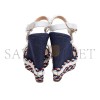 CHRISTIAN LOUBOUTIN CATACLOU DENIM PATCHWORK STUDDED WEDGE SANDALS