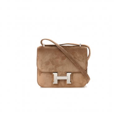HERMES MASTER CONSTANCE 18 MARRON GLACE VEAU DOBLIS SUEDE PALLADIUM HARDWARE (18*15*4cm)