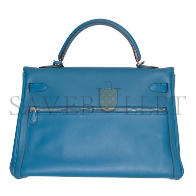HERMES MASTER KELLY LAKIS 35 BLUE HYDRA SWIFT PALLADIUM HARDWARE (35*24*12cm)