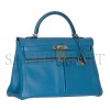 HERMES MASTER KELLY LAKIS 35 BLUE HYDRA SWIFT PALLADIUM HARDWARE (35*24*12cm)