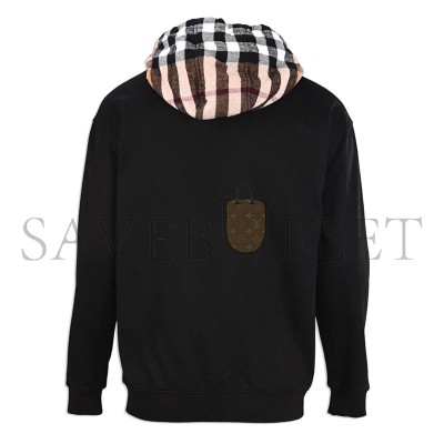 BURBERRY CHECK HOOD COTTON ZIP HOODIE 80558681 BURBERRY CHECK HOOD COTTON ZIP HOODIE 80558681