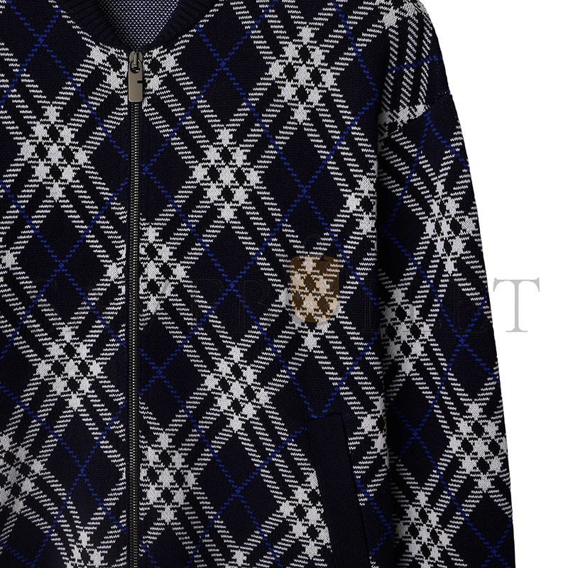 BURBERRY CHECKERED WOOL BLEND FLIGHT JACKET 81106321
