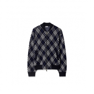 BURBERRY CHECKERED WOOL BLEND FLIGHT JACKET 81106321